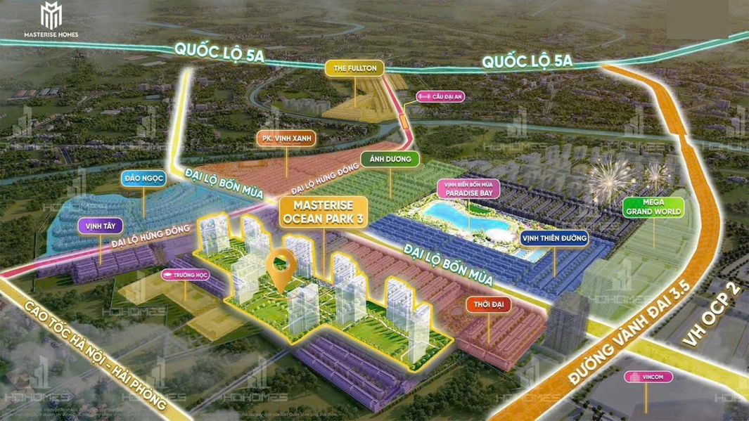 Chỉ với 5 phút di chuyển cư dân có thể qua đại lộ Bốn Mùa